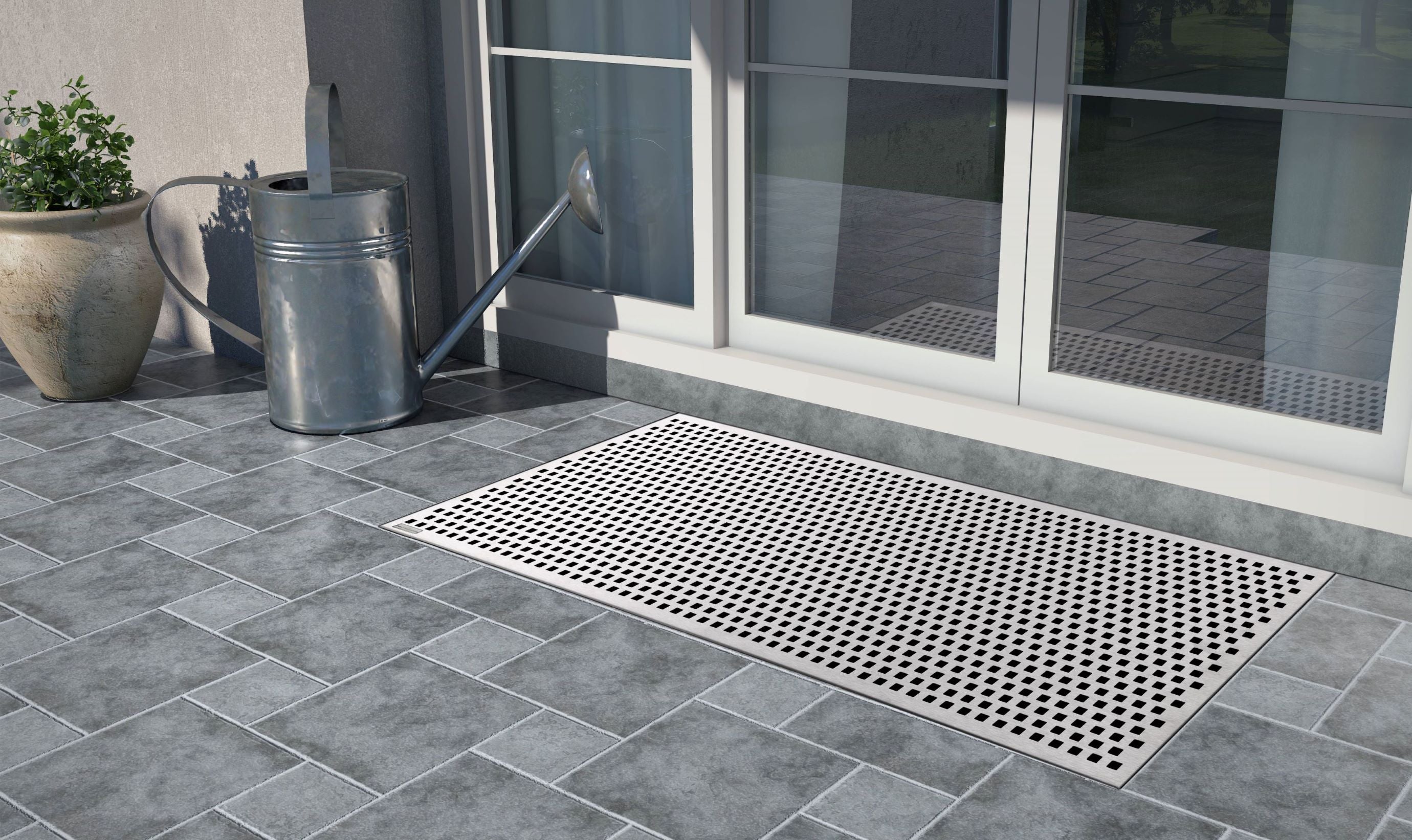 Edelstahl Lichtschachtabdeckung nach Maß für Terrasse